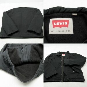 Levis Jacket Mens Medium Black Sherpa Lined Pockets Full Zip Military Thrashed‎